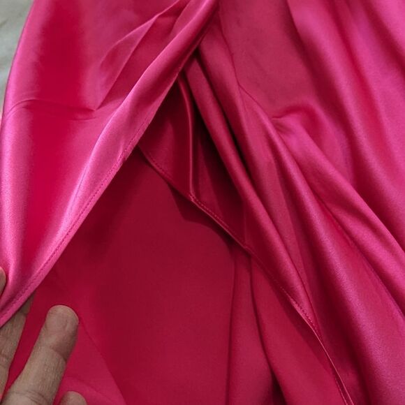 SER.O.YA Emma Silk Dress XL NWT Fuchsia Slit – Hyper Feminine Vintage Glam - Picture 9 of 12